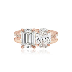Double Diamond and Double Pave and Gold Engagement Ring