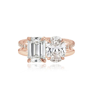 Double Diamond and Double Pave and Gold Engagement Ring