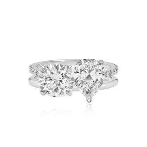 Double Diamond and Double Pave and Gold Engagement Ring