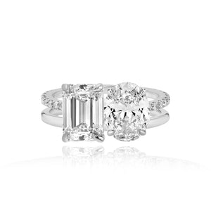 Double Diamond and Double Pave and Gold Engagement Ring