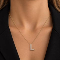 Double Row Pave Initial Necklace