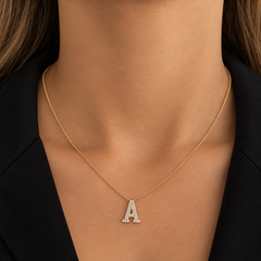 Double Row Pave Initial Necklace