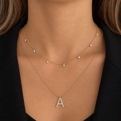 Double Row Pave Initial Necklace