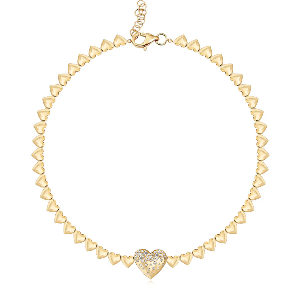 Golden Dripping Scattered Hearts Bracelet