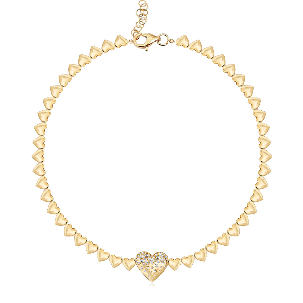 Dripping Scattered Heart and golden hearts Bracelet