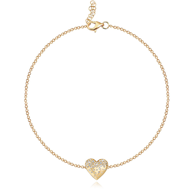 Dripping Gemstone Heart Chain Bracelet