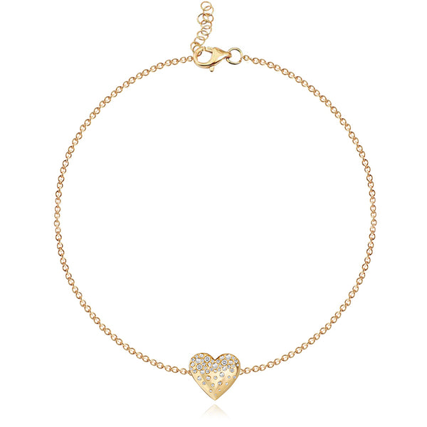 Dripping Gemstone Heart Chain Bracelet