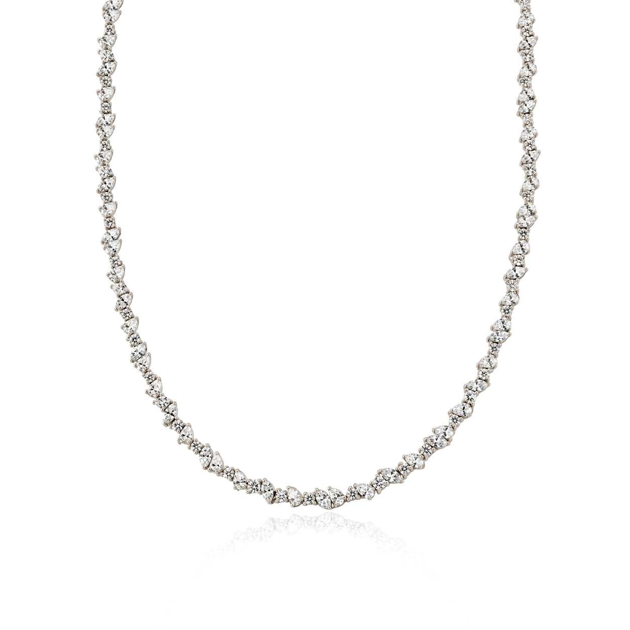 Duet Pear & Round Diamond Necklace