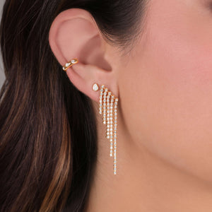 Five Line Cascade Diamond Bezel Drop Earrings