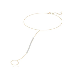 Diamond bar hand chain crafted in 14k gold, perfect for modern luxury fine jewelry lovers.