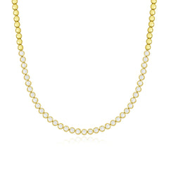 Round Diamonds Bezel Golden Necklace