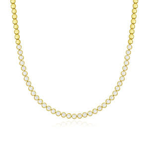 Round Diamonds Bezel Golden Necklace