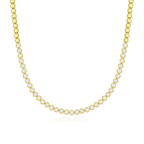 Round Diamonds Bezel Golden Necklace