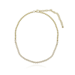 Round Diamonds Bezel Golden Necklace