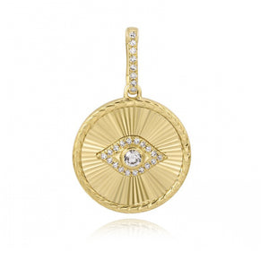 Fluted Disc Evil Eye Pave Charm