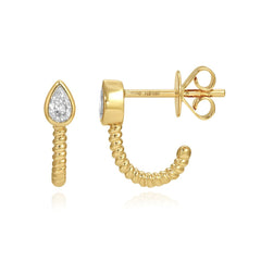 Bezel Solitaire Rope Lobe Earring