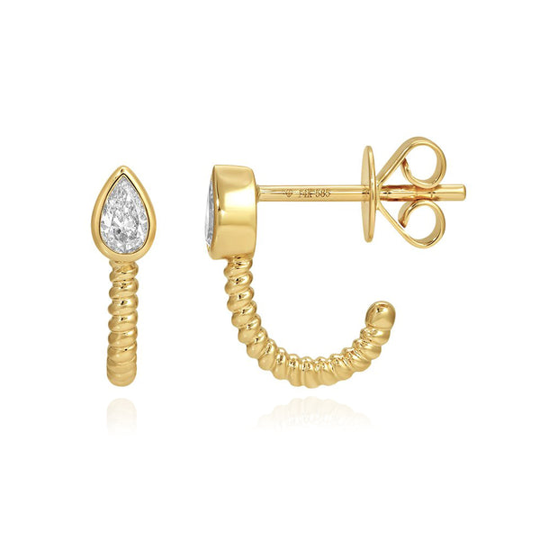 Bezel Solitaire Rope Lobe Earring