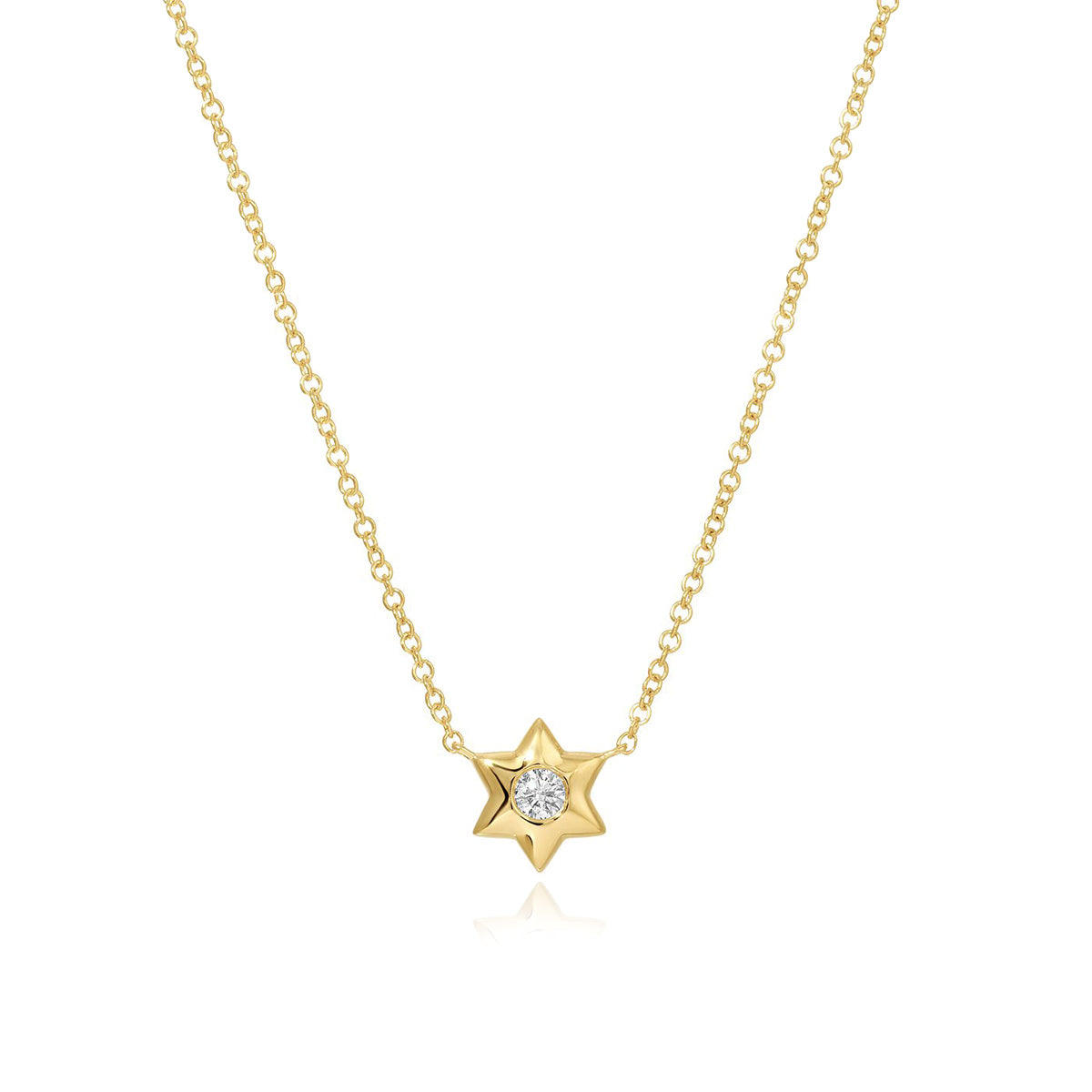 Center Diamond Star of David Necklace