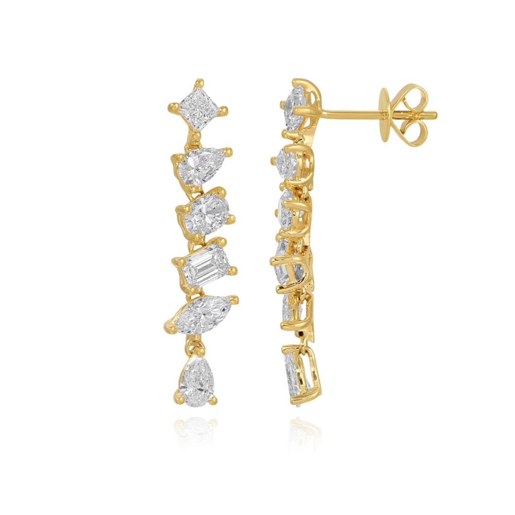 Downdrop Multi Shape Lab Diamond Earrings