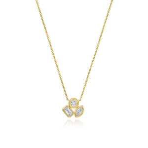 Multi Shape Bezel Three Lab Diamond Necklace