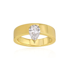 Flat Gold Solitaire Lab Diamond Ring