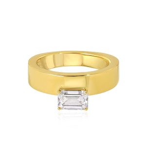 Flat Gold Solitaire Lab Diamond Ring