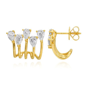 Multi Lab Pear Diamond Wrap Earrings