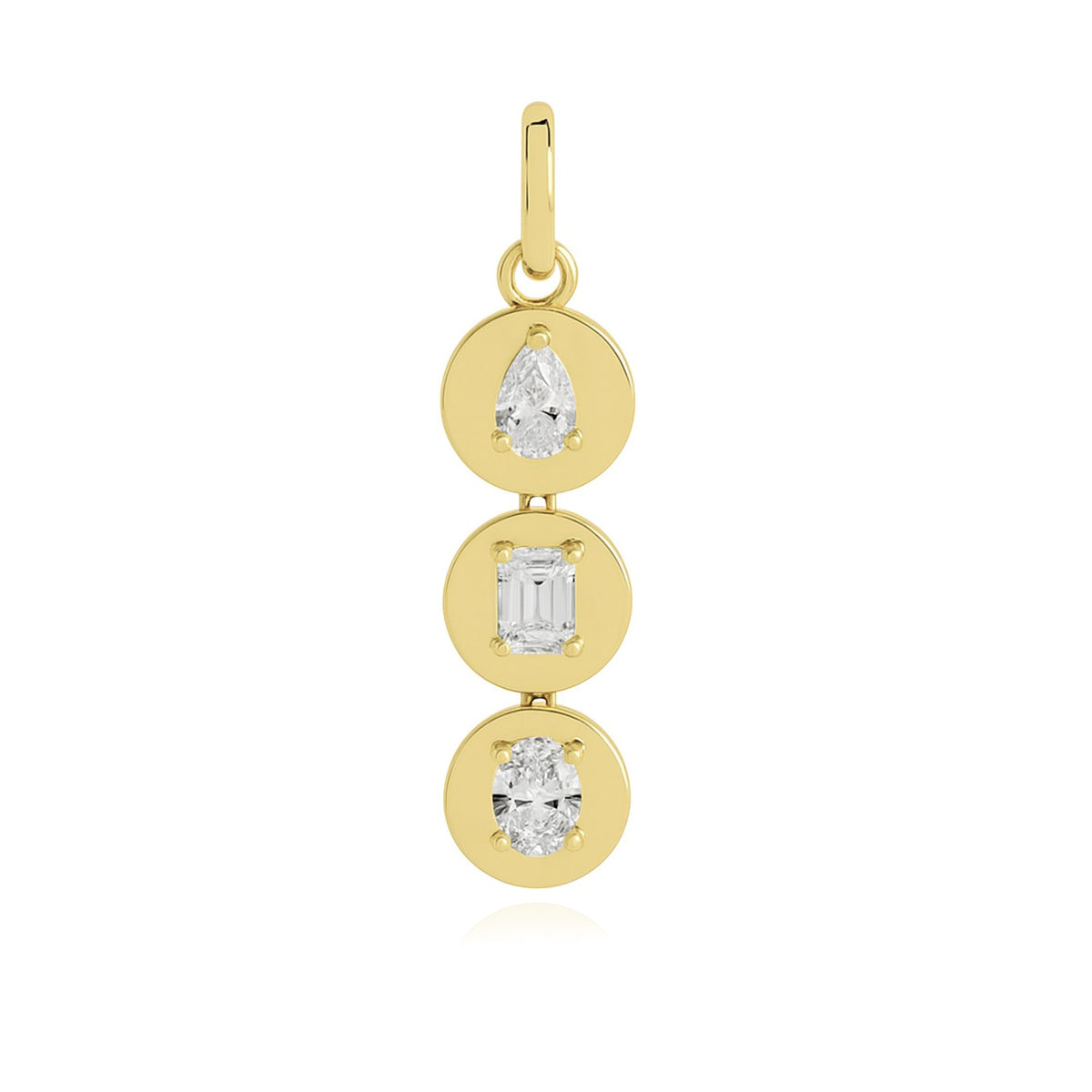 Three Lab Diamond Round Gold Charm