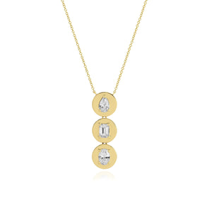 Three Lab Diamond Round Gold Necklace