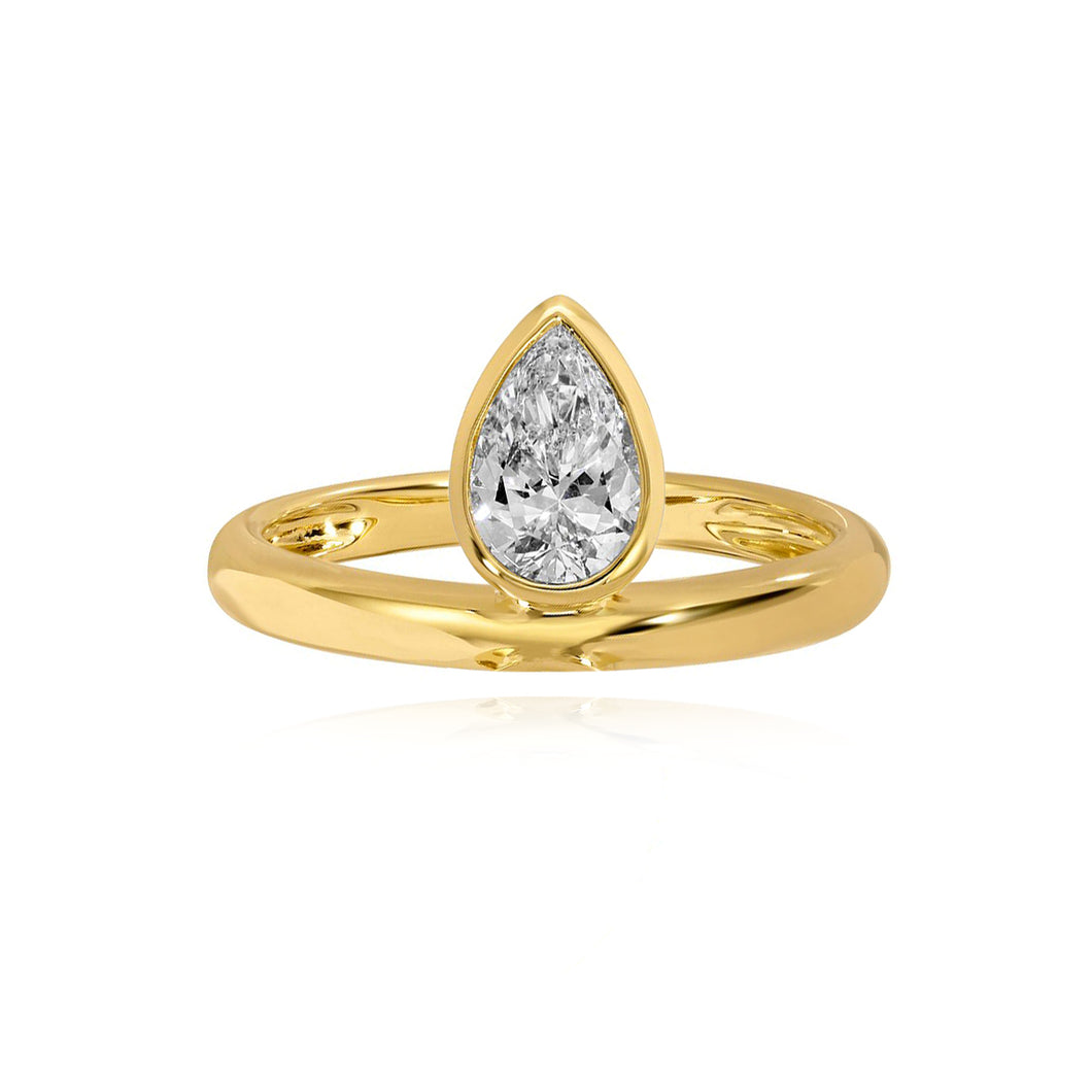 Dome Gold Solitaire Lab Diamond Ring