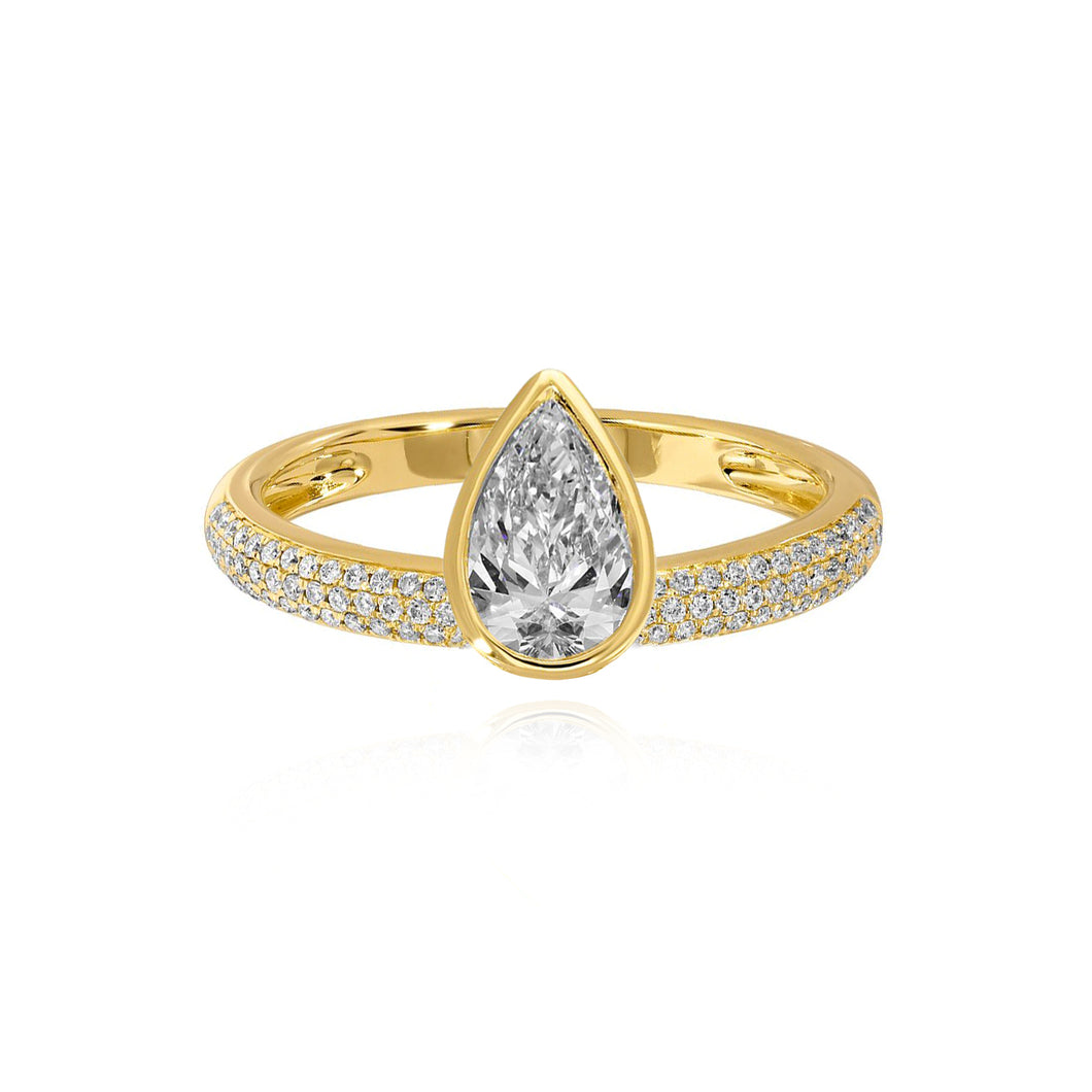 Dome Pave Solitaire Lab Diamond Ring