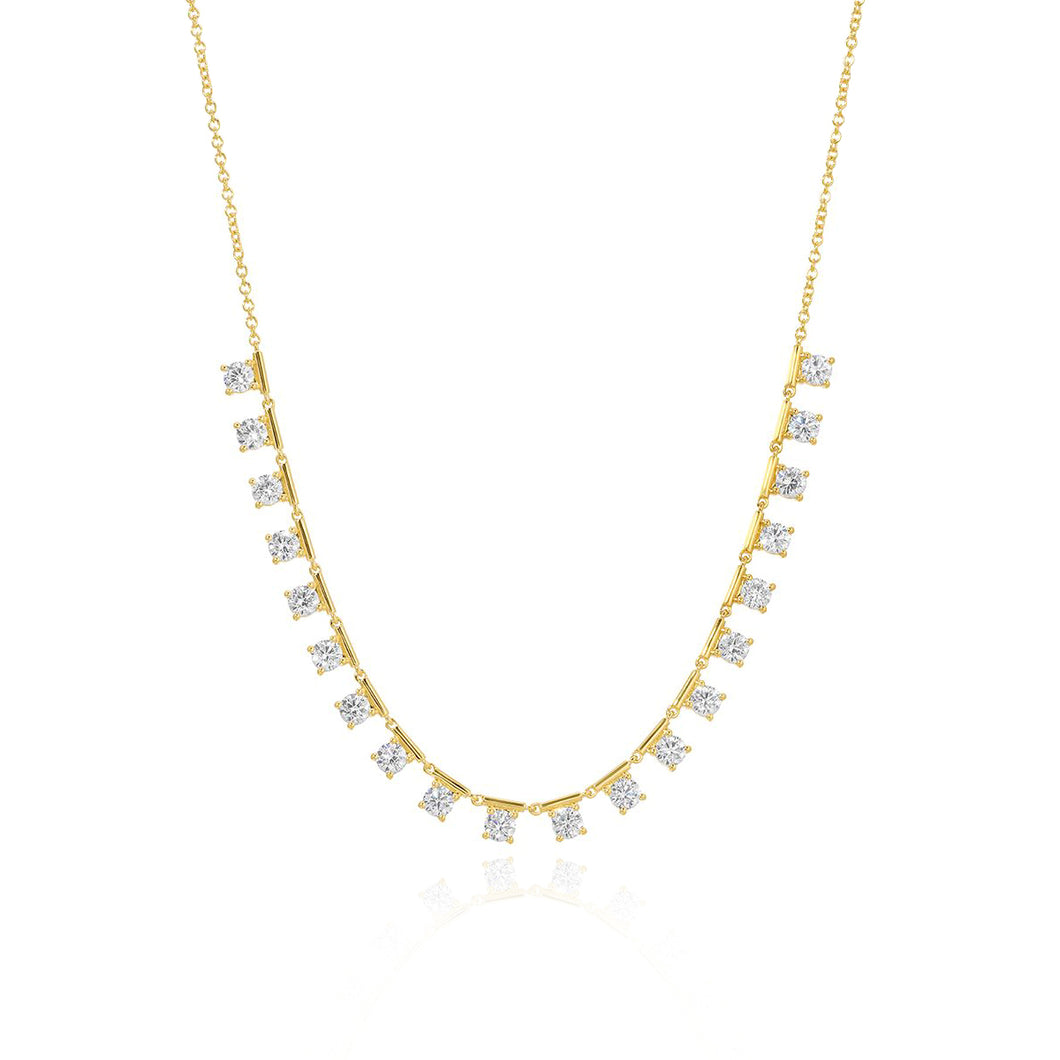 Spaced Gold Bar Lab Diamond Necklace