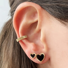 Load image into Gallery viewer, Small Fluted Outline Stone Heart Studs
