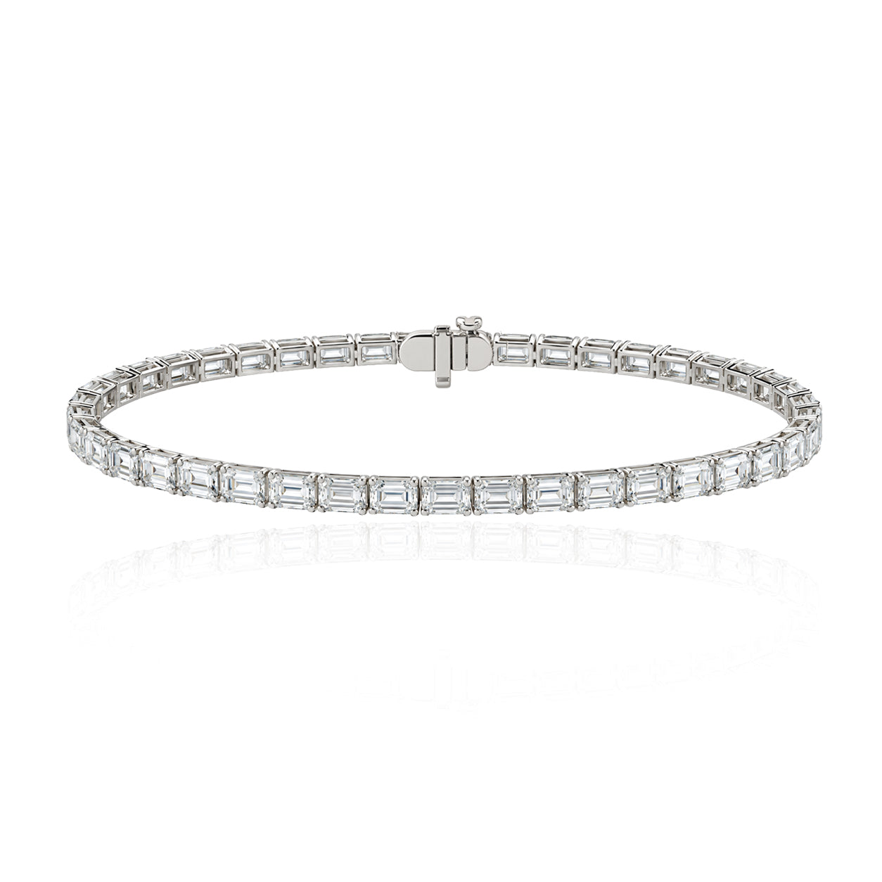 East to West Emerald Lab Diamond Tennis Bracelet