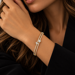 Two Disorganized Diamond Double Row Bangle
