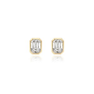 Emerald Bezel Lab Diamond Studs