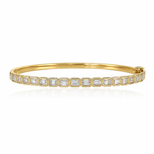 Emerald Bezel Diamond Bangle