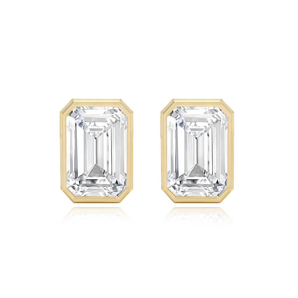 Emerald Cut Diamond Studs
