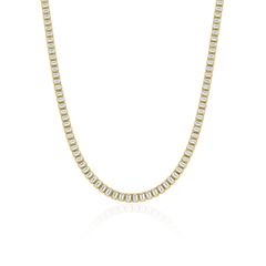Emerald Cut Bezel Lab Diamond Tennis Necklace