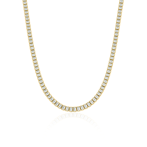 Emerald Cut Bezel Lab Diamond Tennis Necklace