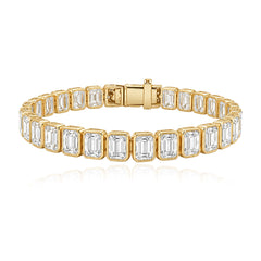 Emerald Cut Diamond Bezel Tennis Bracelet