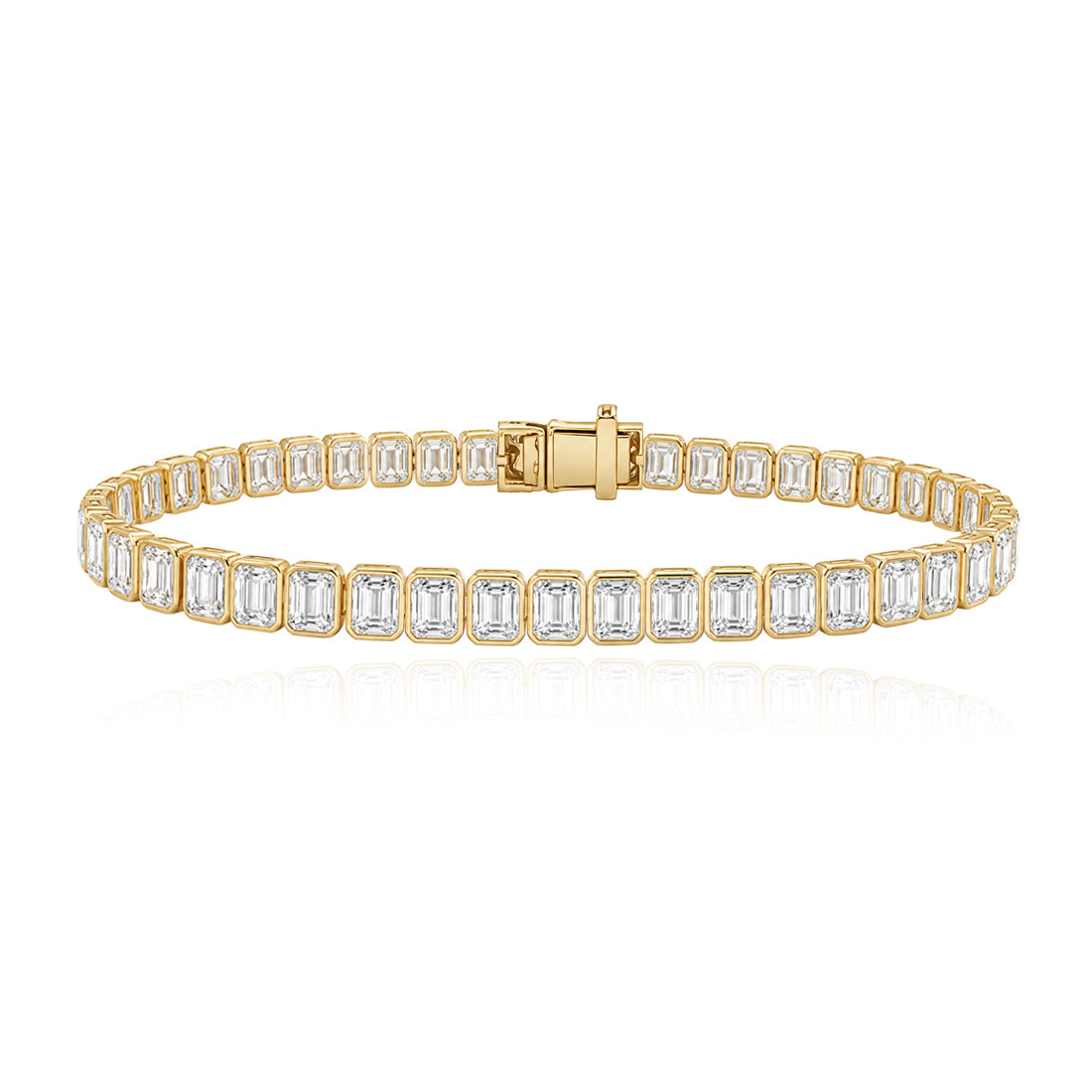 Emerald Cut Diamond Bezel Tennis Bracelet