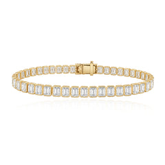 Emerald Cut Diamond Bezel Tennis Bracelet