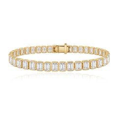 Emerald Cut Diamond Bezel Tennis Bracelet