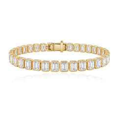 Emerald Cut Diamond Bezel Tennis Bracelet