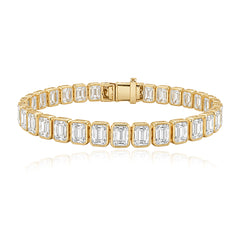 Emerald Cut Diamond Bezel Tennis Bracelet