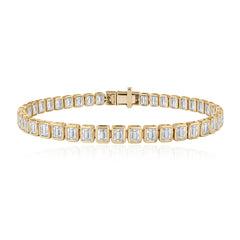 Emerald Cut Diamond Bezel Tennis Bracelet