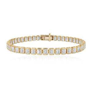 Emerald Cut Diamond Bezel Tennis Bracelet