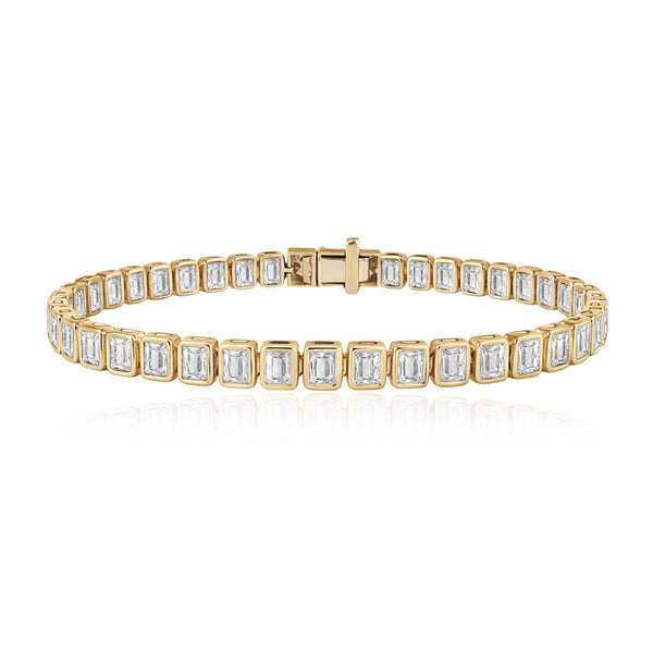 Emerald Cut Diamond Bezel Tennis Bracelet