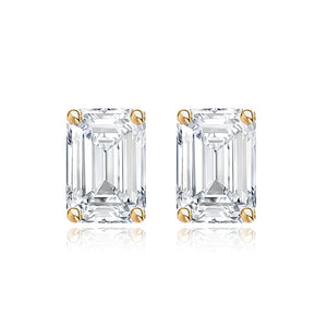 Emerald Cut Diamond Studs